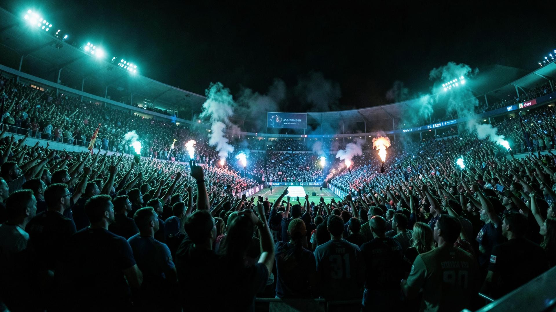 Stadium crowd at a night game